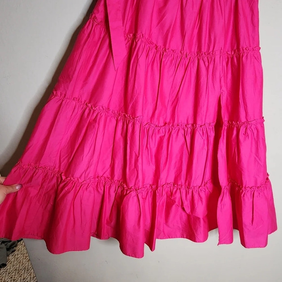 NWT Jason Wu pink cotton teired ruffle belted maxi skirt. Front slit. Large - Picture 12 of 16